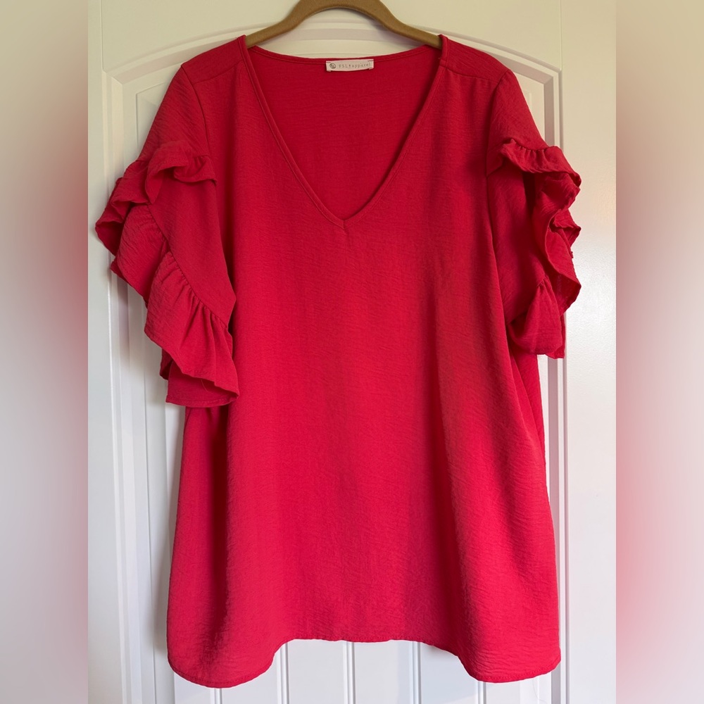 Chic Ruffled Sleeve Blouse - Vibrant Pink